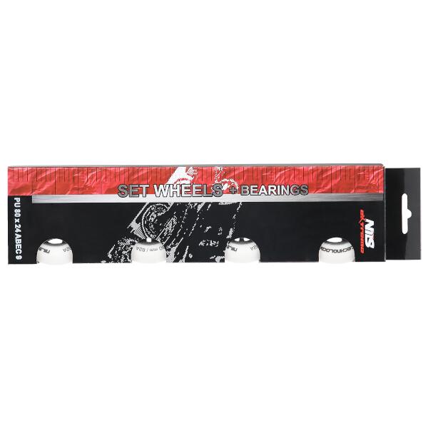 Matná kolečka NILS Extreme PU 80x24 82A s ložisky ABEC 9, bílá, 4 ks 5