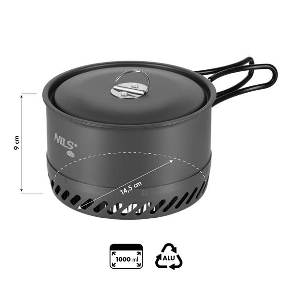 Kempingový hrnec s pokličkou a výměníkem NILS Camp NC4203 1 litr 3