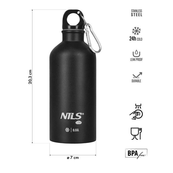 Nerezová turistická láhev NILS Camp NC3801 černá 500 ml 2